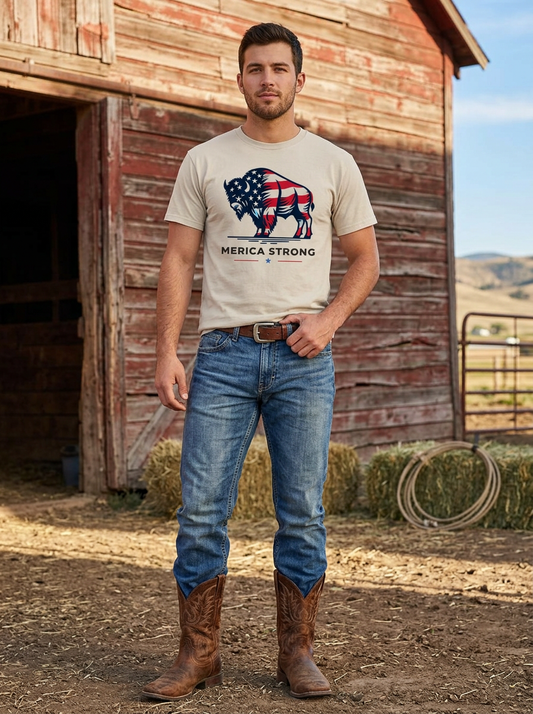 Merica Strong Bison Flag